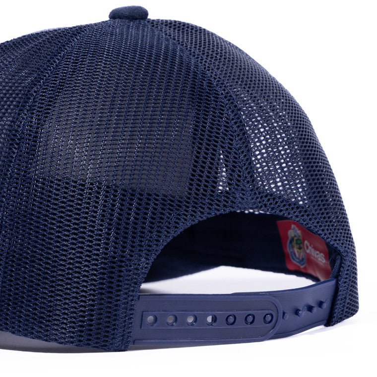 Gorra Gamuza Malla Azul Chivita Retro Bordada