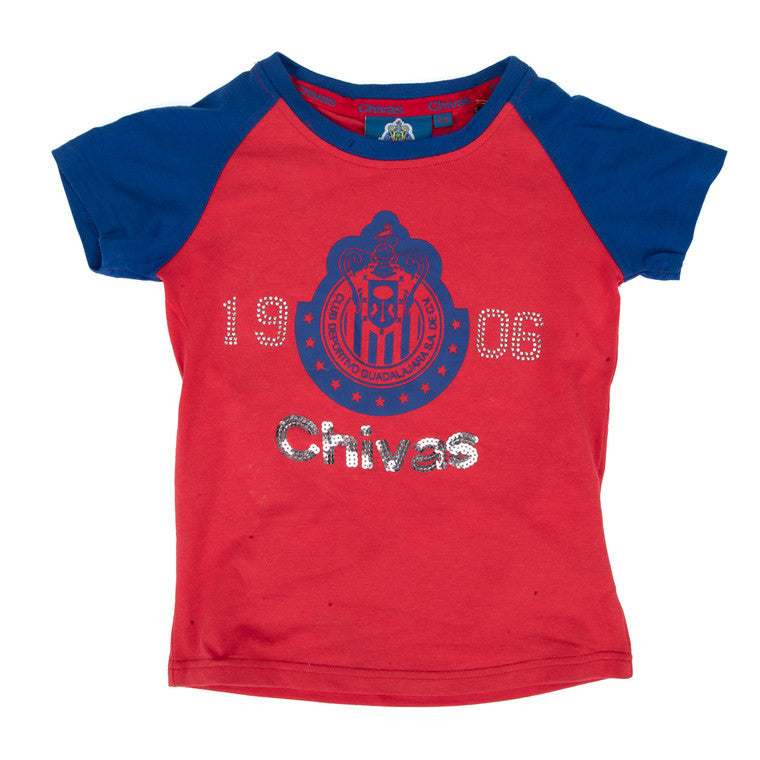 Playera Escudo Chivas Roja Niña