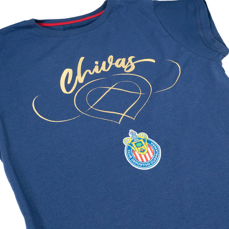 Playera Chivas Corazón Azul Mujer