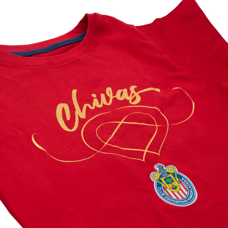 Playera Chivas Corazón Roja Mujer