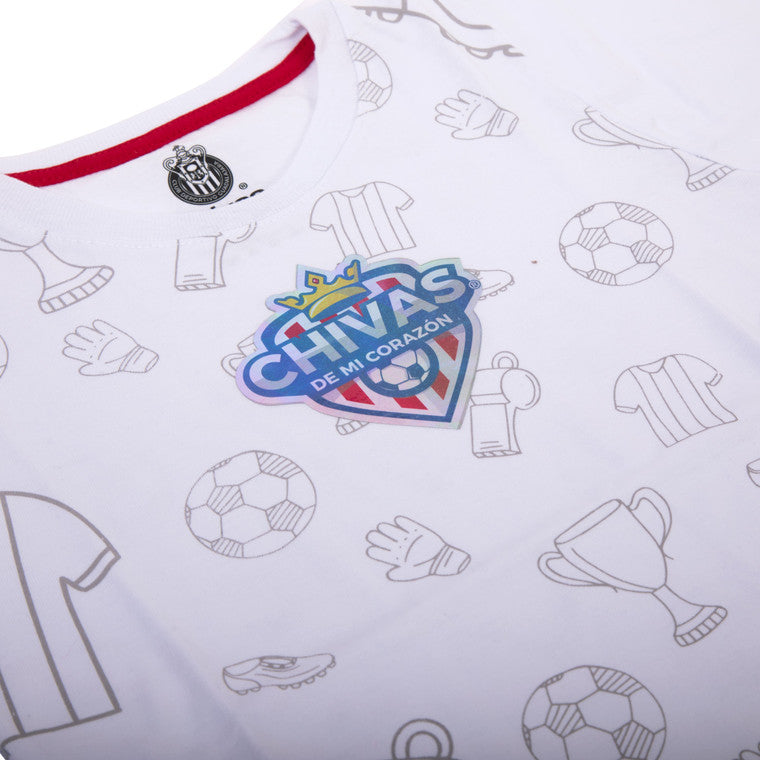 Playera Textura Fut Chivas Blanca Niño