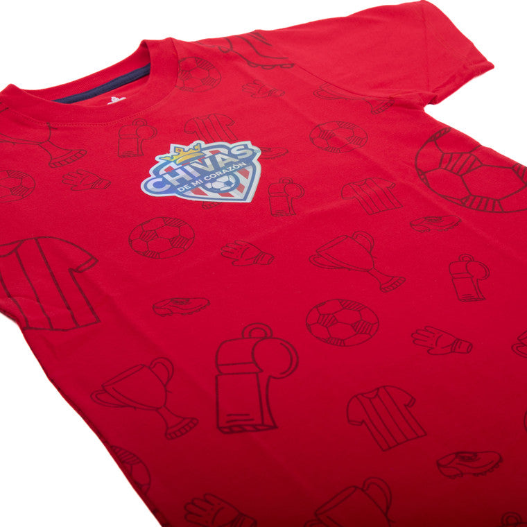 Playera Textura Fut Chivas Roja Niño