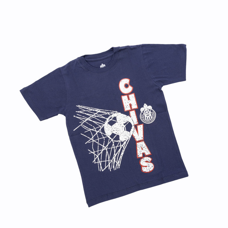 Playera Azul Chiva Red Y Escudo Para Niño