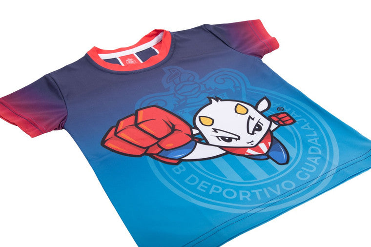 Playera Bebé Azul Degradado Chivito Y Escudo Chivas