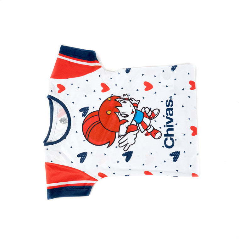 Playera Blanca Corazones Chivas Para Bebé