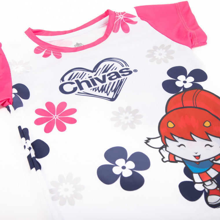 Playera Blanca Mangas Rosa Flores Para Bebé