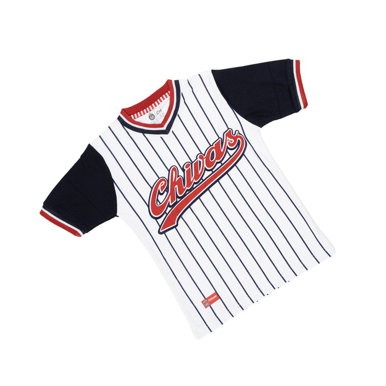 Playera Rayas Cuello V Cardigan Bordado Chivas
