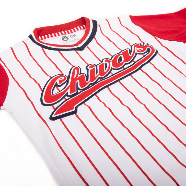 Playera Rojiblanca Con Cardigan Y Chivas Bordado