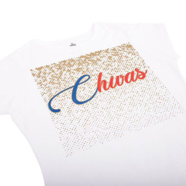 Playera Blanca Para Mujer Textura Oro Palabra Chivas