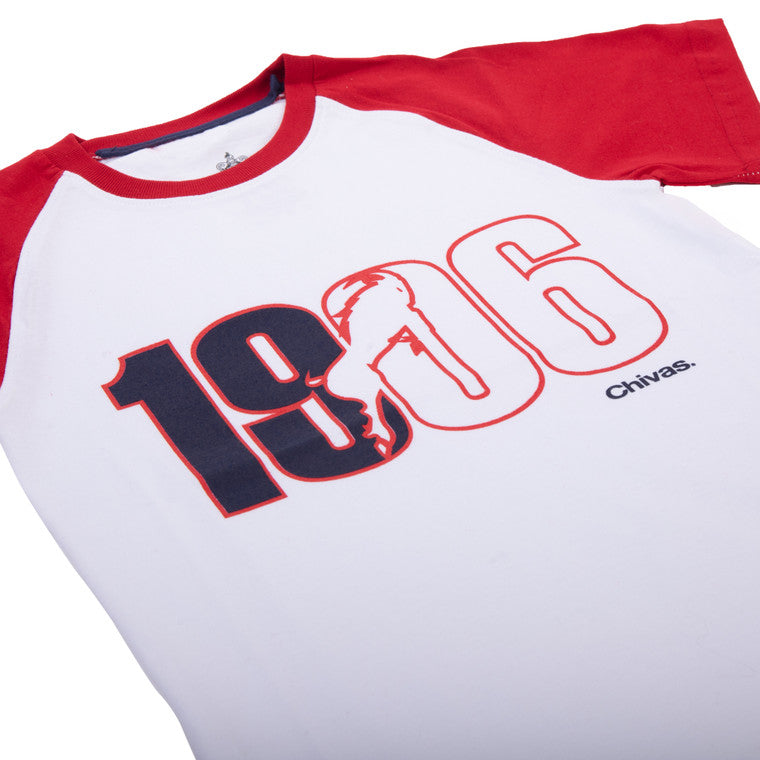 Playera Blanca Mangas Rojas 1906 Chivas Para Niño
