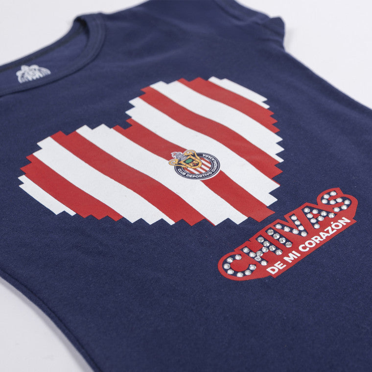 Playera Azul Chivas De Mi Corazón Para Niña