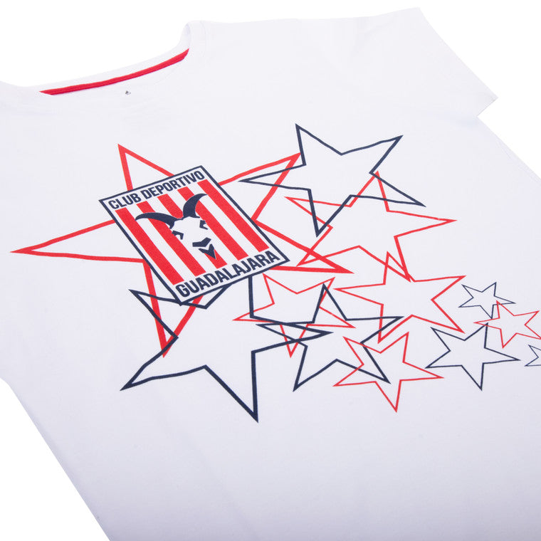 Playera Mujer Blanca Estrellas Y Chiva Retro