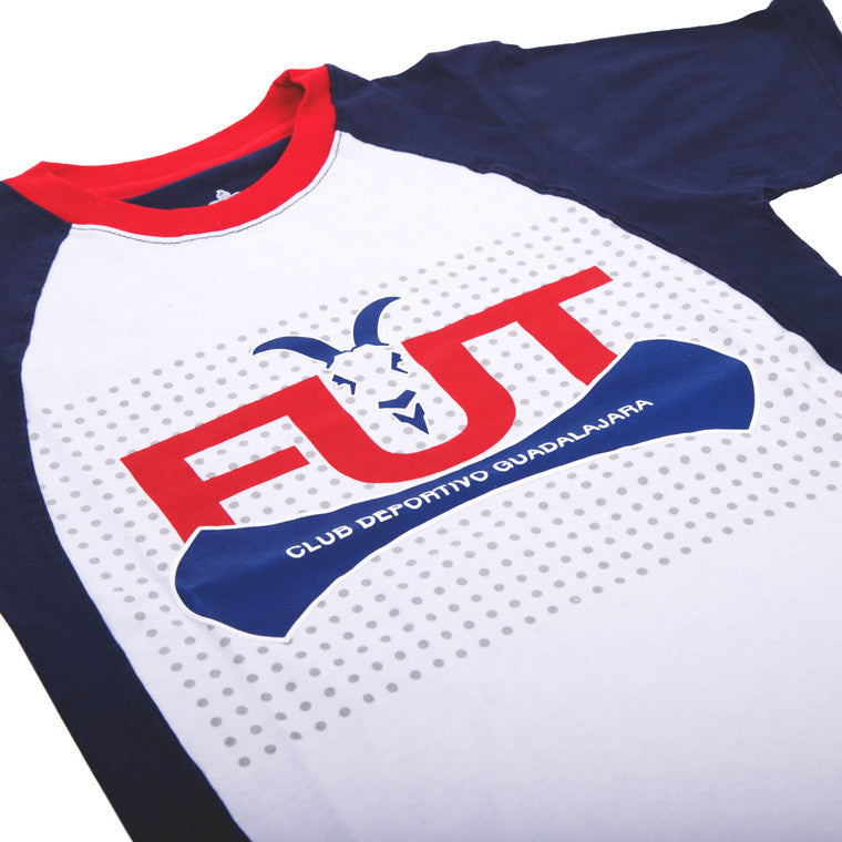 Playera Combinada Blanco Y Azul Fut Chivas Para Niño