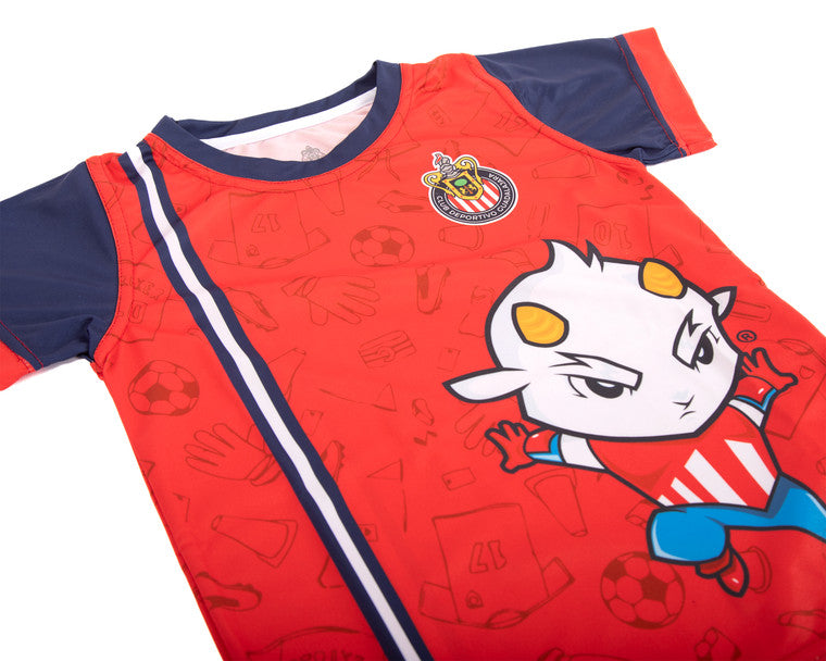 Playera Roja Mangas Azules Chivito Para Niño