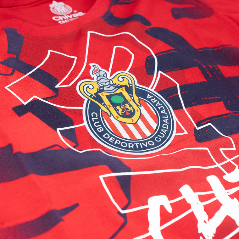 Playera Roja Grafiti Chivas