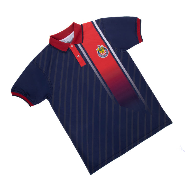 Polo Azul Franja Roja Degradada Escudo Chivas