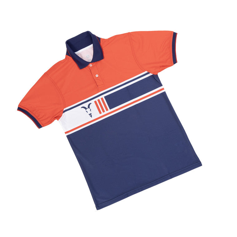 Polo Roja Con Azul Franja Chivita Retro