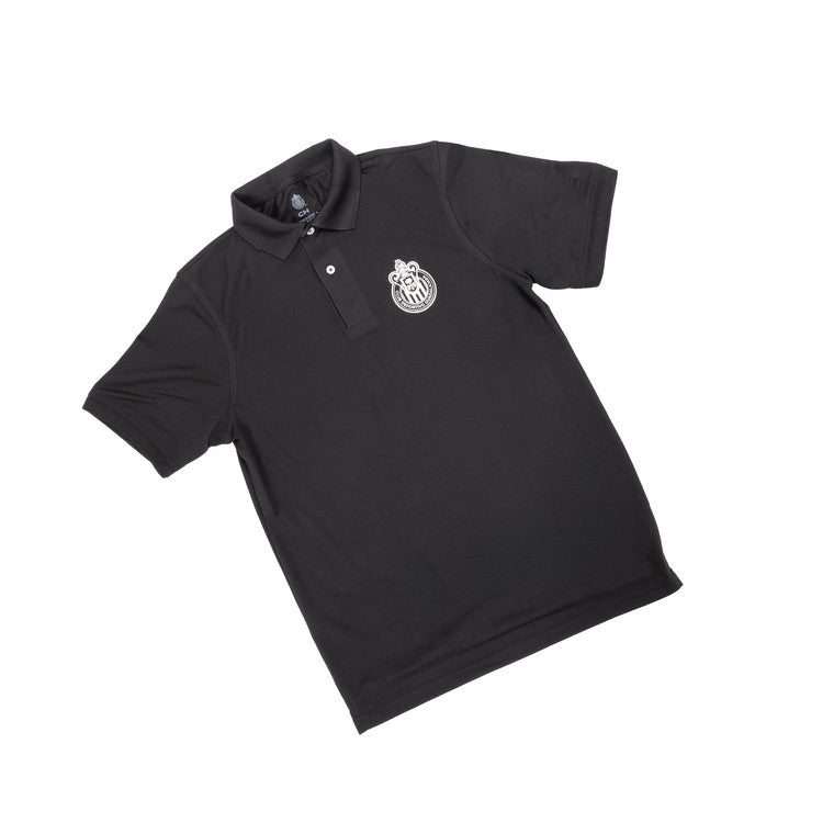 Polo Lisa Negra Escudo Monocromático Chivas