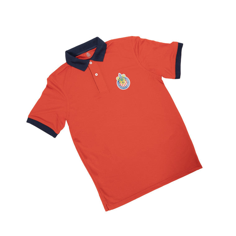 Polo Lisa Rojo Con Azul Escudo Chivas
