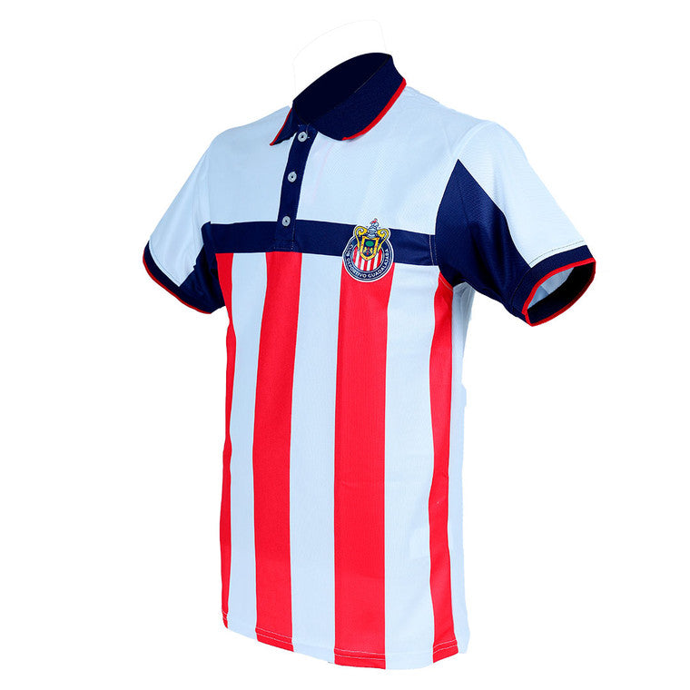 Polo Blanca Rayas Escudo Chivas