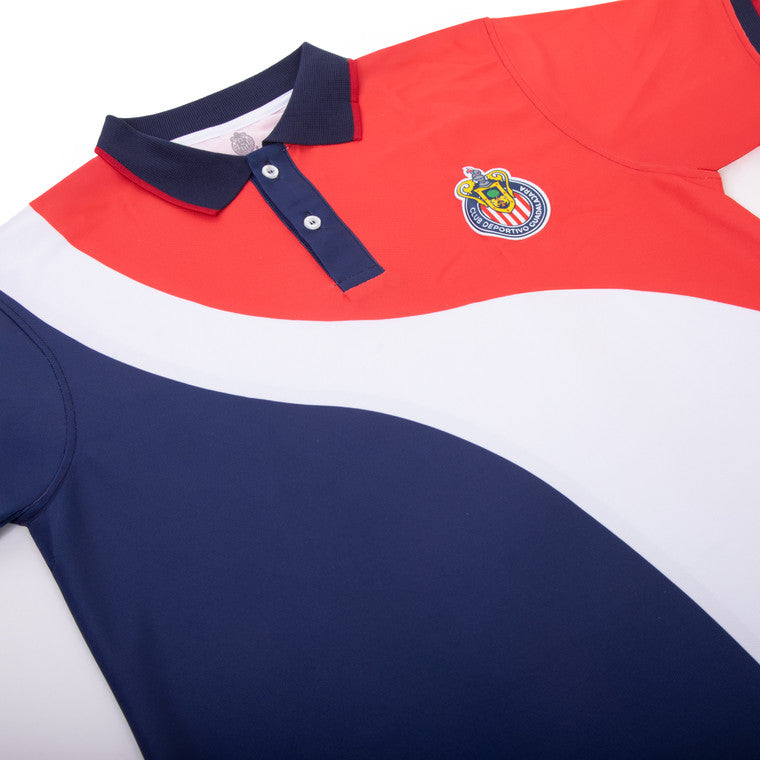 Polo Tricolor Líneas Escudo Chivas