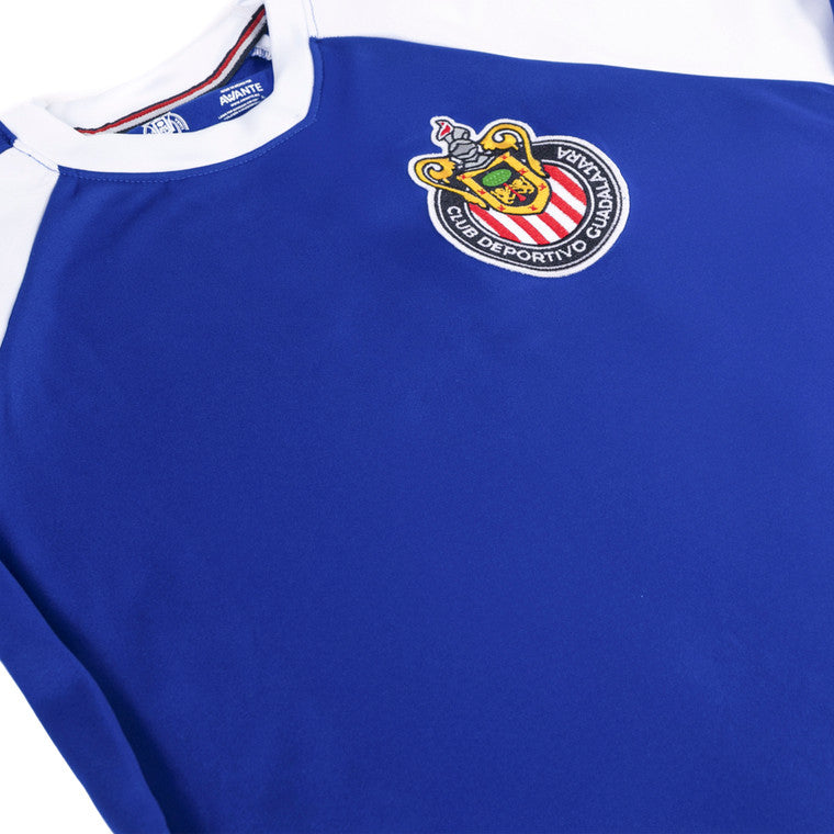 Sudadera Combinada Azul Y Blanco Escudo Bordado Retro