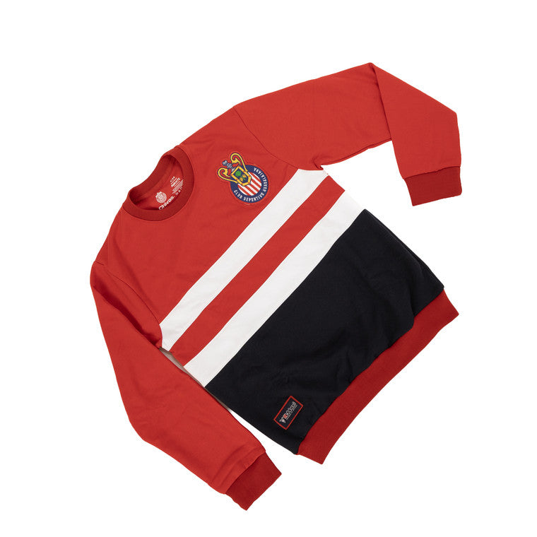 Sudadera Tricolor Con Cardigan Y Escudo Retro Bordado