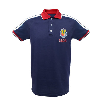 Polo Azul Cuello Cardigan Rojo 1906 Y Escudo Chivas