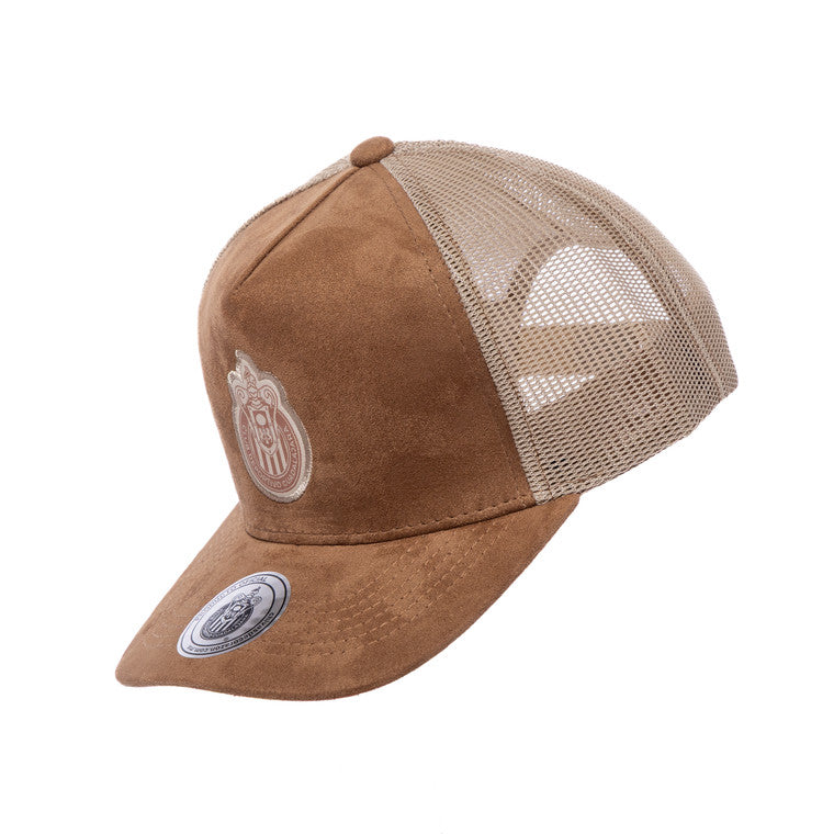 Gorra Gamuza Y Malla Camel Escudo Monocromático Chivas