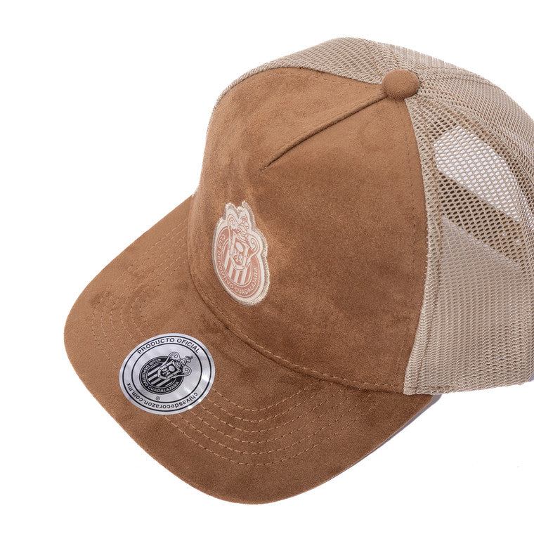 Gorra Gamuza Y Malla Camel Escudo Monocromático Chivas