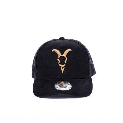 Gorra Gamuza Y Malla Negra Chivita Retro Bordada