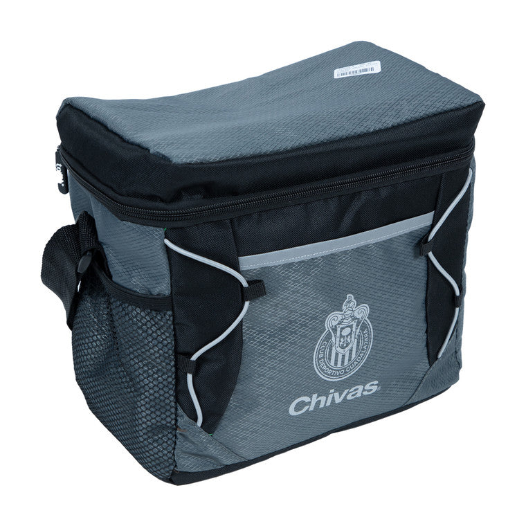 Hielera Con Bolsa Frontal Gris Y Negro Chivas