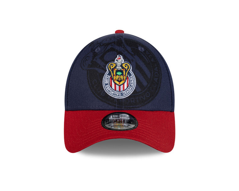 Gorra Combinada Rojo Y Azul Doble Escudo Chivas New Era