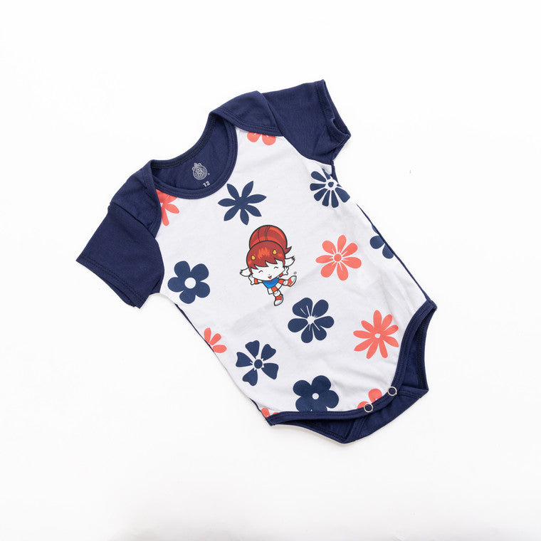 Pañalero Blanco Mangas Azul Chivita Flores Para Bebé