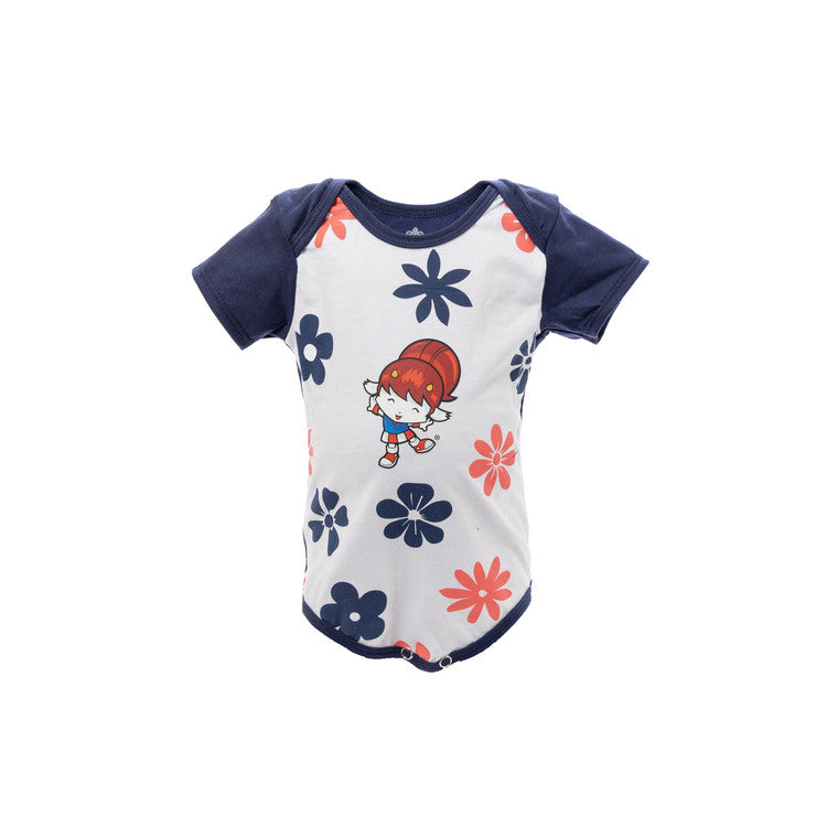 Pañalero Blanco Mangas Azul Chivita Flores Para Bebé