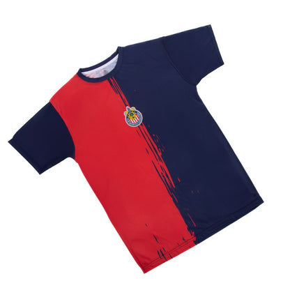 Playera Con Texturas Bicolor Escudo Chivas