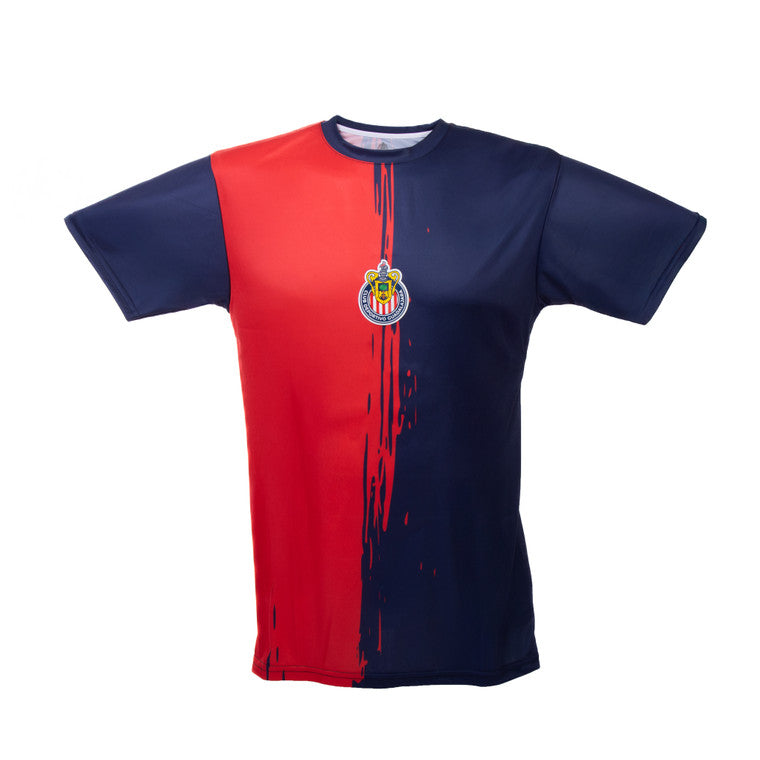 Playera Con Texturas Bicolor Escudo Chivas