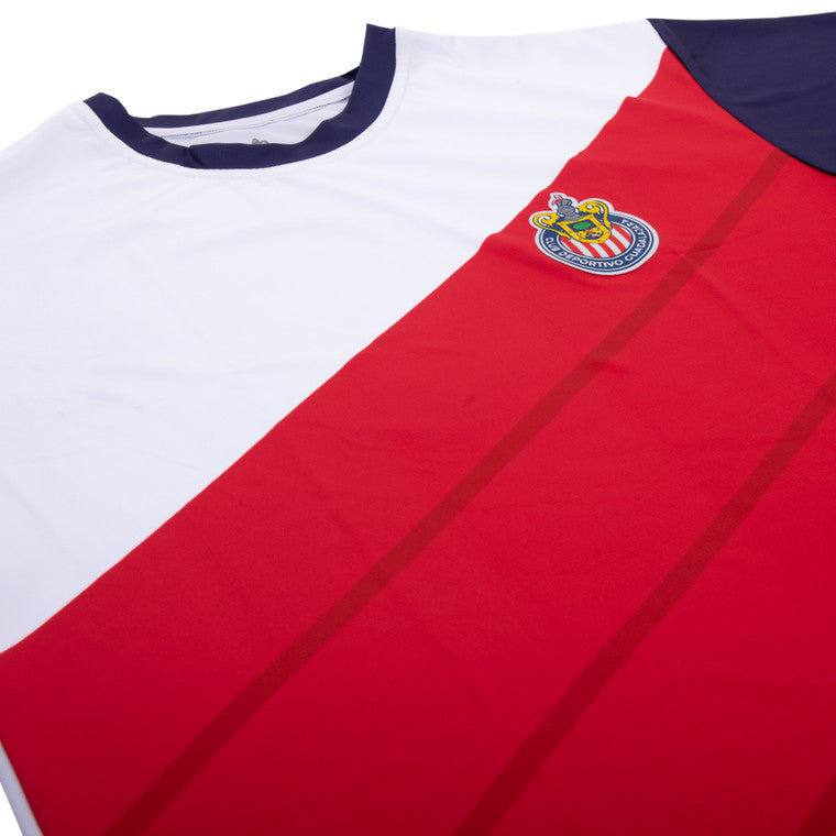 Playera Roji Blanca Magas Azules Escudo Chivas