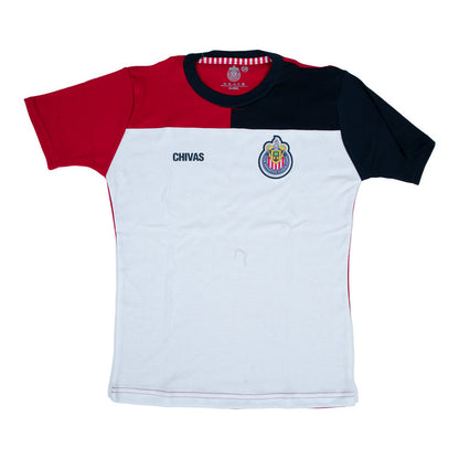 Playera Combinada Base Blanco Chivas