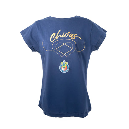 Playera Chivas Corazón Azul Mujer