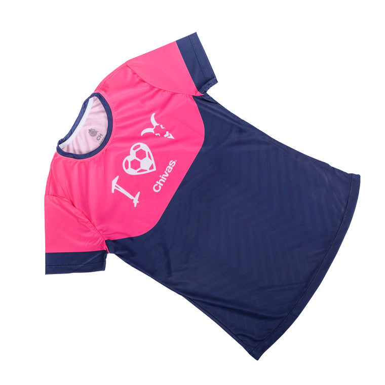Playera Mujer Azul Y Rosa I Love Chivas