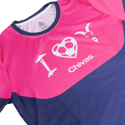 Playera Mujer Azul Y Rosa I Love Chivas