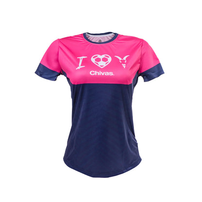 Playera Mujer Azul Y Rosa I Love Chivas