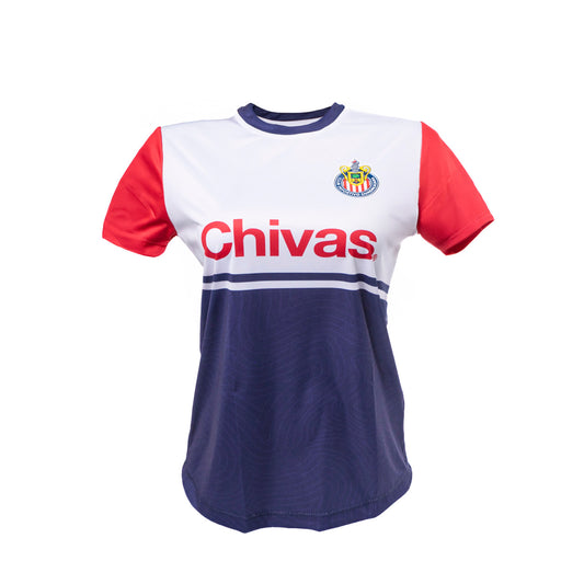 Playera Dama Tricolor Con Escudo Chivas - Fanáticos de Chivas