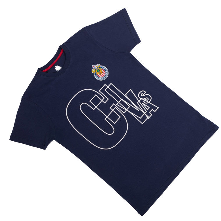 Playera Letras Chivas Azul