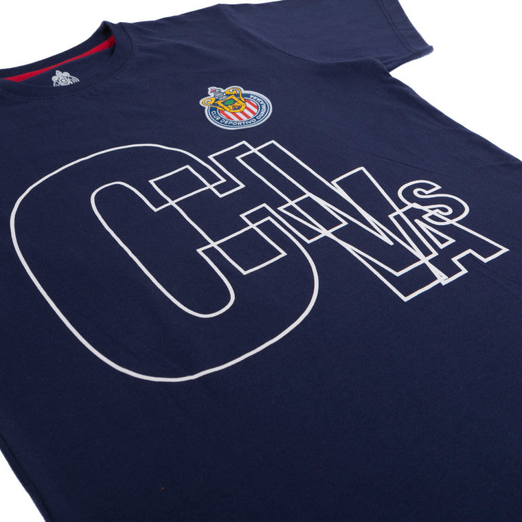 Playera Letras Chivas Azul