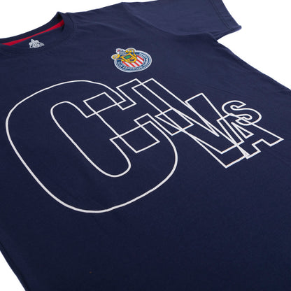 Playera Letras Chivas Azul