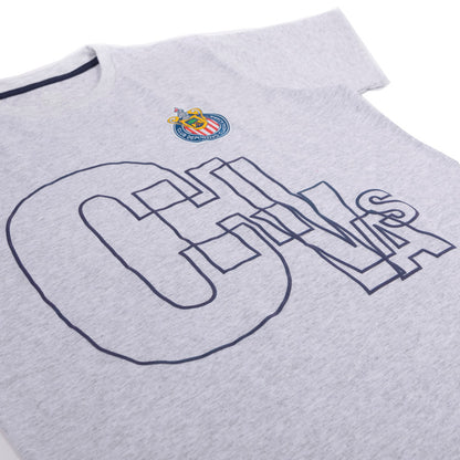 Playera Letras Chivas Gris Jaspe