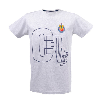 Playera Letras Chivas Gris Jaspe
