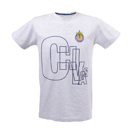 Playera Letras Chivas Gris Jaspe